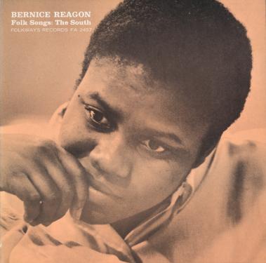 Album cover for Bernice Reagon - Folk Songs: The South, with a black-and-white photo of the artists looking pensive. The artwork is tinted pale brownish pink.