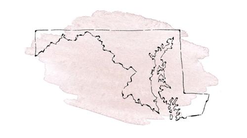 Illustrated map of Maryland.
