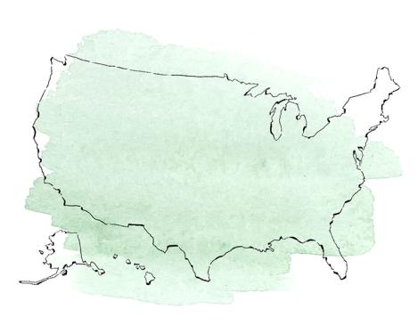 Illustrated map of the United States.