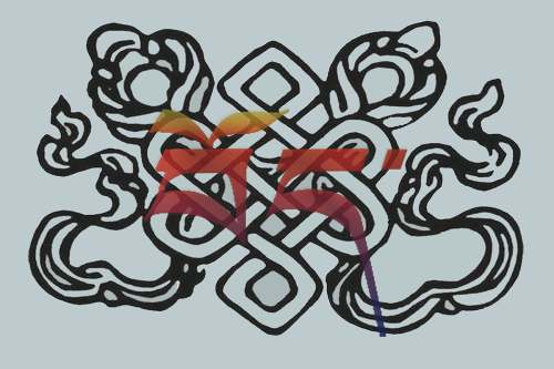 A graphic design in of black and orange lines