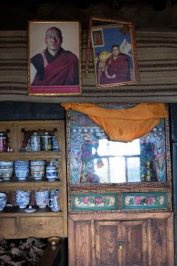 Photos of home shrine in Sonak Village, Zeku County, Huangnan Prefecture, Qinghai Province.