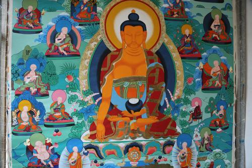 སངས་རྒྱས་ཀྱི་ཐང་ག་འབྲི་བཞིན་པ།
