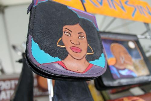 A stylized pocketbook on display at the 2013 Smithsonian Folklife Festival.