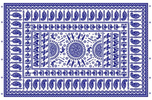 A traditional-style Georgian blue tablecloth created at the Tbilisi State Academy of Arts.