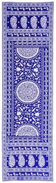 A traditional-style Georgian blue tablecloth created at the Tbilisi State Academy of Arts.