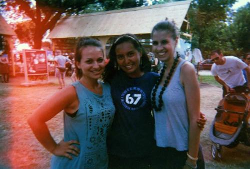Hungarian participants Bogi Muszka (left) and Zsuzsi Nagy-S&aacute;ndor (right) take Ka&lsquo;ai around the 2013 Folklife Festival.