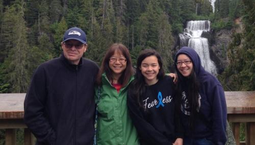 The Cunningham family visiting Brandywine Falls, B.C., in 2014.
