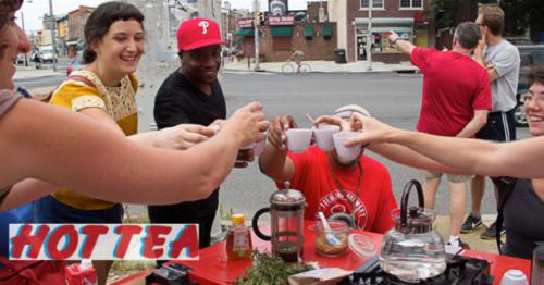 Bringing neighbors together around a pot of hot tea. 