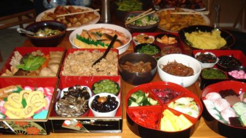 Traditional new year&rsquo;s food at the Asamoto/Tashima <em>oshogatsu</em>.