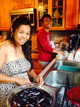Max cooking while visiting his family in California.