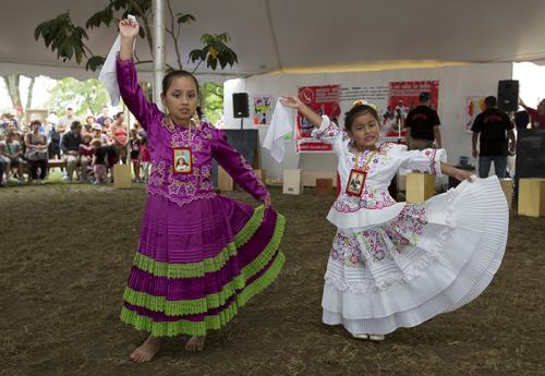 Two young Marinera students pose after their performance.