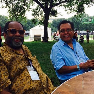 At the 2015 Folklife Festival, former Folklife curator and current GALATIC collaborator James Early enjoyed the sights with Navajo Tech dean Wesley Thomas.
