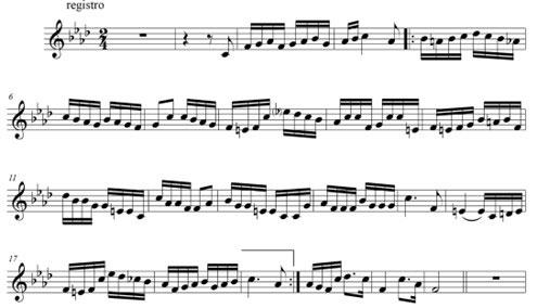 Musical score with title Registro.