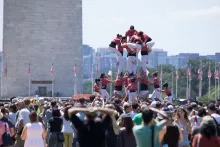 Catalan human towers on the National Mall of the United States at the 2018 Smithsonian Folklife Festival.