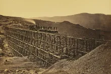 This photo by Andrew Russell, who was hired by the Union to document construction from Wyoming to Utah territory, was taken in Promontory Point, Utah, 1869